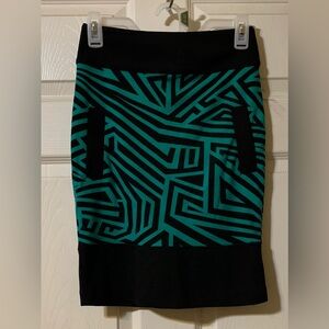 Kardashian Kollection Teal/Black Mini Pencil Skirt Night Out